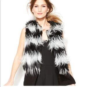 Vince Camino Vest Black and White Small S Faux Fur